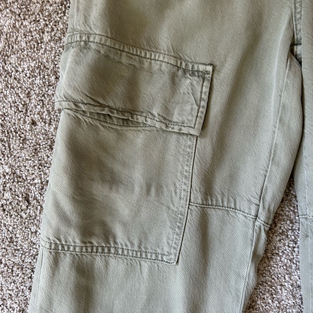 AG Los Angeles Knoxx Cargo High Rise Baggy Boyfriend green pants. Grunge utility - Picture 9 of 16
